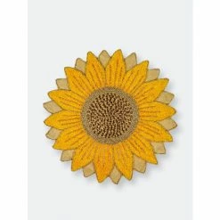 Trunkin' USA Sunflower Glass Bead Embroidered Placemat Decor Yellow