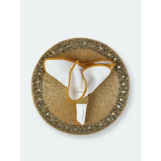 Trunkin' USA Ring Bling Embroidered Placemat Decor Gold - Image 2