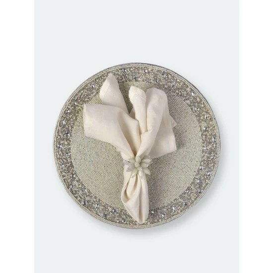 Trunkin' USA Ring Bling Embroidered Placemat Decor White - Image 2