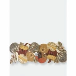 Trunkin' USA Harvest Gourds Glass Bead Embroidered Table Runner Decor Orange