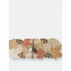 Trunkin' USA Autumn Leaves Glass Bead Embroidered Table Runner Decor Orange