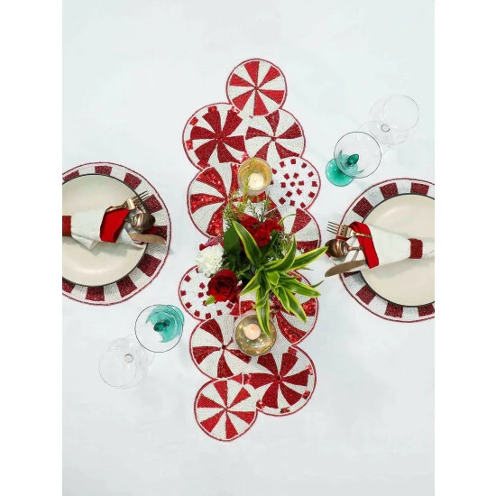 Trunkin' USA Minted Bead Embroidered Table Runner Decor - Image 4