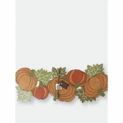 Trunkin' USA Harvest Pumpkin Glass Bead Embroidered Table Runner Decor Orange