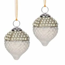 Trunkin' USA Timeless Classic Glass Tree Ornament - White & Gold Decor White & Gold