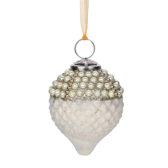 Trunkin' USA Timeless Classic Glass Tree Ornament - White & Gold Decor White & Gold - Image 2