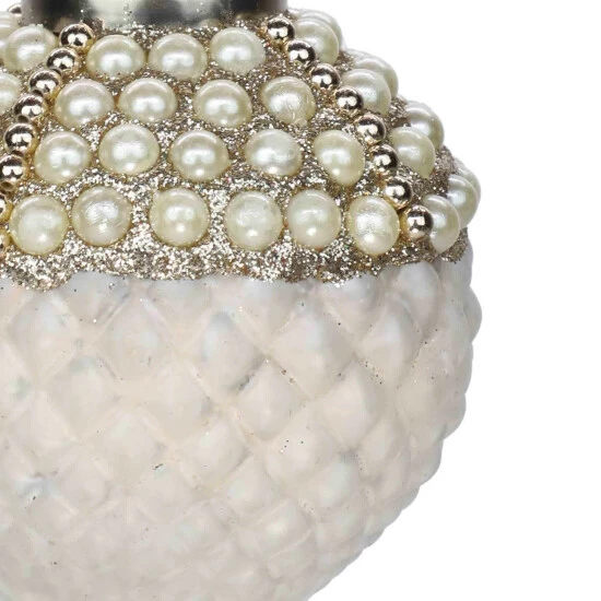 Trunkin' USA Timeless Classic Glass Tree Ornament - White & Gold Decor White & Gold - Image 3