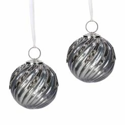Trunkin&apos; USA Timeless Classic Glass Tree Ornament - Silver & Grey Decor Silver & Grey