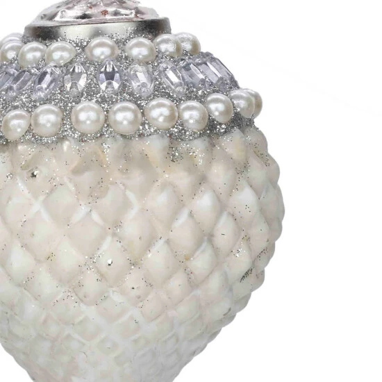 Trunkin' USA Timeless Classic Glass Tree Ornament - White & Silver Decor White & Silver - Image 3