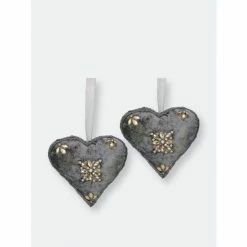 Trunkin&apos; USA #Love Bead Embroidered Heart Hanging Decor Grey