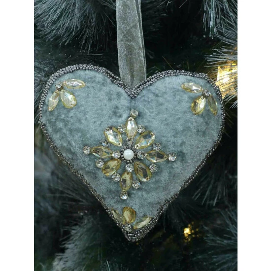 Trunkin' USA #Love Bead Embroidered Heart Hanging Decor Grey - Image 5