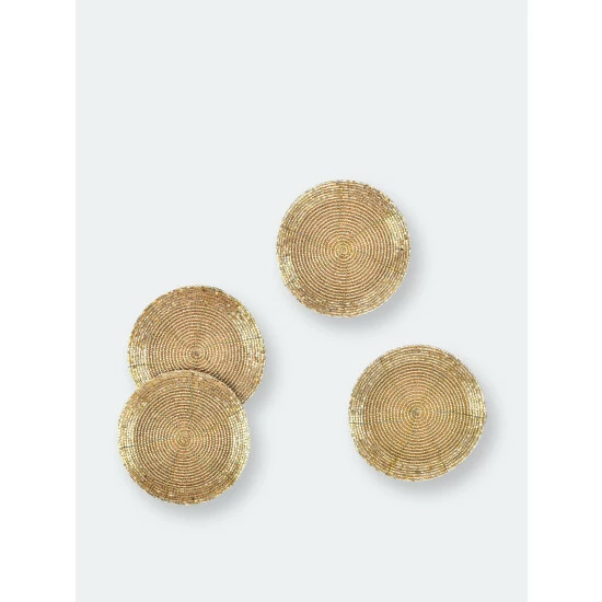 Trunkin' USA Glass Beaded Coaster Decorative Accents Gold - Image 2