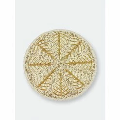 Trunkin' USA Tree Of Life Glass Bead Embroidered Placemat Decor Gold