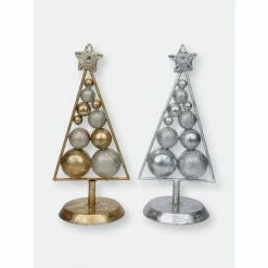 Trunkin' USA Retro Christmas Tree Duo Decorative Accents Gold