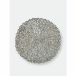 Trunkin' USA Scalloped Embroidered Placemat Decor Silver