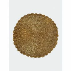 Trunkin' USA Scalloped Embroidered Placemat Decor Gold
