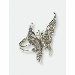 Trunkin' USA Jeweled Butterfly Napkin Ring Decorative Accents Silver