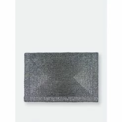 Trunkin' USA Glass Bead Embroidered Placemat Decor Silver