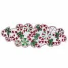 Trunkin' USA Sweet & Twisted Bead Embroidered Table Runner Decor Red, White & Green