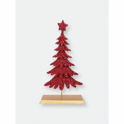 Trunkin' USA Dickens Beaded Christmas Tree Decorative Accents Red
