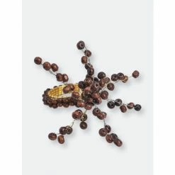 Trunkin&apos; USA DiVine Wood Beaded Napkin Ring Decorative Accents Brown