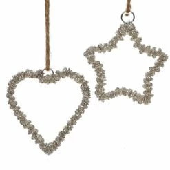 Trunkin' USA Soul Mates Beaded Star & Heart Hanging - Silver Decor