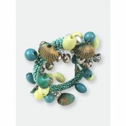 Trunkin' USA Boho Shell & Bead Napkin Ring Decorative Accents Teal