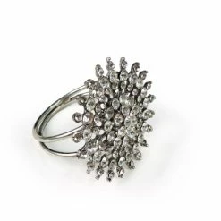 Trunkin' USA Bold & Beautiful Jeweled Napkin Ring Decor Silver