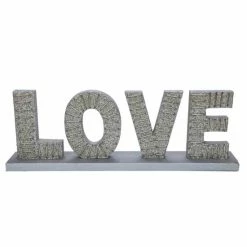 Trunkin' USA Sweet Talk Wood Sculpture LOVE Decor Silver
