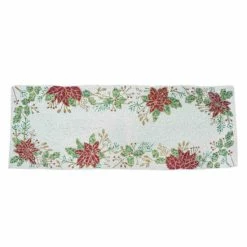 Trunkin' USA Tis' The Season Bead Embroidered Table Runner Decor Red, White & Green