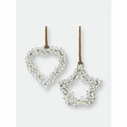 Trunkin&apos; USA Soul Mates Beaded Heart & Star Hanging Decor White