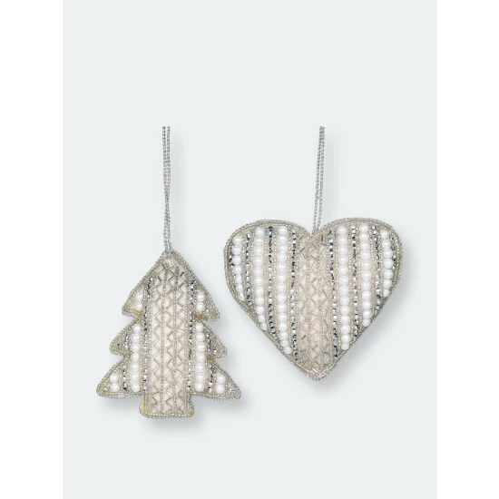 Trunkin' USA Sugar & Spice Bead Embroidered Plush Hanging Decor Silver