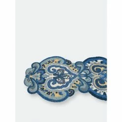 Trunkin' USA Blue Note Embroidered Table Runner Decor Natural