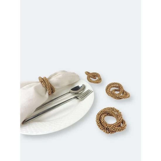 Trunkin' USA Mala Wooden Bead Napkin Ring Tools & Accessories Natural - Image 4