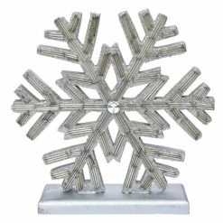 Trunkin' USA Snowflaked Wood Sculpture Decor Silver