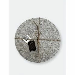 Trunkin' USA Glass Bead Embroidered Placemat Decor Silver